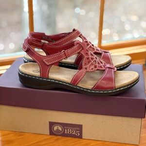 New with box -Clarks Red Comfort Sandals with Adjustable Straps.9 1/2